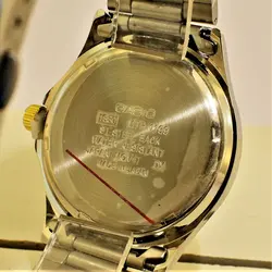 CASIO WATCH MTP1199 ساخت ژاپن کاسیو با موتور قدرتمند میوتا ژاپن ** صفحه طلای ** درب استیل ** با تقویم روزشمار ** دورنگ