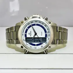 ELYSIAN Watch 899 جدید الیزیان 3 زمانه با موتور آنالوگ ژاپنی ، فول امکانات ، با چراغ زمینه ، صفحه سفید با حلقه سرمه ای