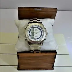 ELYSIAN Watch 899 جدید الیزیان 3 زمانه با موتور آنالوگ ژاپنی ، فول امکانات ، با چراغ زمینه ، صفحه سفید با حلقه سرمه ای