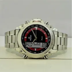 ELYSIAN Watch 899 جدید الیزیان 3 زمانه با موتور آنالوگ ژاپنی ، فول امکانات ، با چراغ زمینه ، صفحه مشکی با حلقه زرشکی