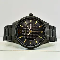 FITRON NO:9499M اورجینال ژاپن فیترون اصل ژاپن کلاسیک ** دو تقویم تاریخ روز شمار و ایام هفته لاتین و عربی** کلا مشکی صفحه مشبک