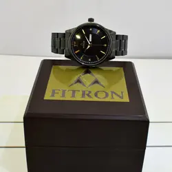 FITRON NO:9499M اورجینال ژاپن فیترون اصل ژاپن کلاسیک ** دو تقویم تاریخ روز شمار و ایام هفته لاتین و عربی** کلا مشکی صفحه مشبک