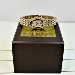 FITRON NO:9516L اورجینال ژاپن جدید فیترون زنانه طرح ماری رزگلد کلا نگین کاری ** اصل ژاپن ** صفحه صورتی نگین کاری