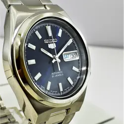 SEIKO5 SNKC51J1 -Cal-7S26 اتوماتیک خلبانی اورجینال سیکو 5 اتومات حرکتی ژاپن موتور سیکو 21 سنگ اصل ** فول استیل ** 2 تقویم صفحه سرمه ای