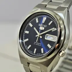 SEIKO5 SNKC51J1 -Cal-7S26 اتوماتیک خلبانی اورجینال سیکو 5 اتومات حرکتی ژاپن موتور سیکو 21 سنگ اصل ** فول استیل ** 2 تقویم صفحه سرمه ای