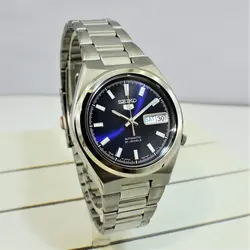 SEIKO5 SNKC51J1 -Cal-7S26 اتوماتیک خلبانی اورجینال سیکو 5 اتومات حرکتی ژاپن موتور سیکو 21 سنگ اصل ** فول استیل ** 2 تقویم صفحه سرمه ای