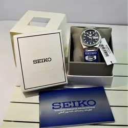 SEIKO5 SNKC51J1 -Cal-7S26 اتوماتیک خلبانی اورجینال سیکو 5 اتومات حرکتی ژاپن موتور سیکو 21 سنگ اصل ** فول استیل ** 2 تقویم صفحه سرمه ای