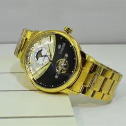 SUNBORN TM-339G-54027 جدید مکانیکی گوکی سانبورن مکانیکی صفحه با طرحی جذاب ** باموتورMOONPHASE فازماه ** طلایی