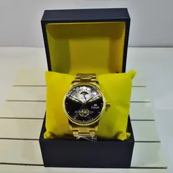 SUNBORN TM-339G-54027 جدید مکانیکی گوکی سانبورن مکانیکی صفحه با طرحی جذاب ** باموتورMOONPHASE فازماه ** طلایی
