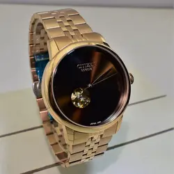 CITIZEN SPECIAL-2091G اتوماتیک مکانیکی سیتیزن اتومات مکانیکی ژاپن ** فول استیل ** رزگلد صفحه نسکافه ای مهندسی