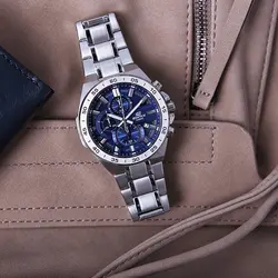 CASIO Edifice EFR-564DY ژاپن سرمه ای ادیفایس 4 موتوره کرنوگراف با تقویم روزشمار *** فول استیل *** موتور قدرتمند ژاپن *** کیفیت +AAA