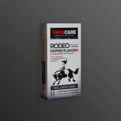 کاندوم سویس کر بزرگ کننده تاخیری خاردار و شیاردار رودئو SWISSCARE RODEO PEPPER FLAVOR - gkoo