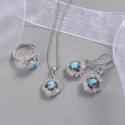 نیم ست زنانه نقره فیروزه نیشابوری کد: Ss-389