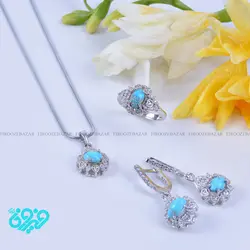 نیم ست زنانه نقره فیروزه نیشابوری کد: Ss-358