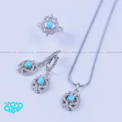 نیم ست زنانه نقره فیروزه نیشابوری کد: Ss-363