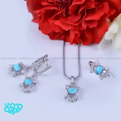 نیم ست زنانه نقره فیروزه نیشابوری کد: Ss-362