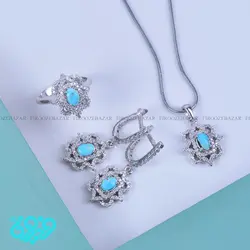 نیم ست زنانه نقره فیروزه نیشابوری کد: Ss-364