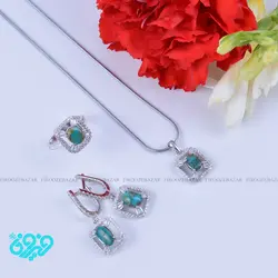 نیم ست زنانه نقره فیروزه نیشابوری کد: Ss-361