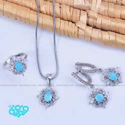 نیم ست زنانه نقره فیروزه نیشابوری کد: Ss-346