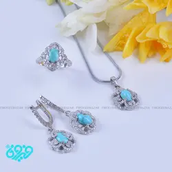 نیم ست زنانه نقره فیروزه نیشابوری کد: Ss-359