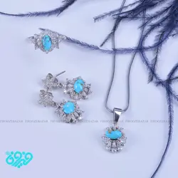 نیم ست زنانه نقره فیروزه نیشابوری کد: Ss-350