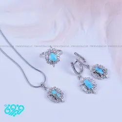 نیم ست زنانه نقره فیروزه نیشابوری کد: Ss-351