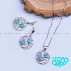 نیم ست زنانه نقره فیروزه نیشابوری کد: Ss-334