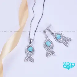 نیم ست زنانه نقره فیروزه نیشابوری کد: Ss-311