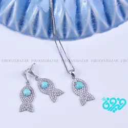 نیم ست زنانه نقره فیروزه نیشابوری کد: Ss-311