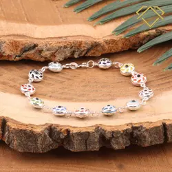 دستبند نقره میناکاری طرح چشم نظر