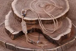 گردنبند مکرومه بافی راف کریستال کوارتز طرح بهار