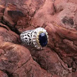 انگشتر نقره یاقوت کبود