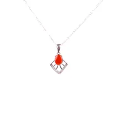 مدال نقره با نگین عقیق یمنی