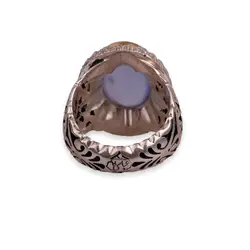 انگشتر  عقیق یمنی سوسنی با رکاب نقره