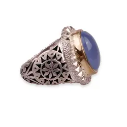 انگشتر  عقیق یمنی سوسنی با رکاب نقره