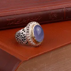 انگشتر  عقیق یمنی سوسنی با رکاب نقره