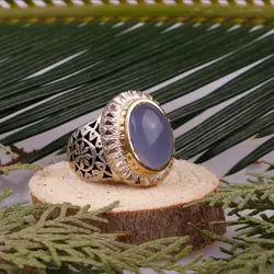 انگشتر  عقیق یمنی سوسنی با رکاب نقره