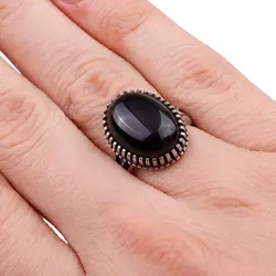 انگشتر نقره عقیق سیاه طبیعی