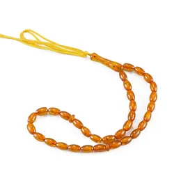 تسبیح پودر کهربا ۳۳ دانه عسلی با عطر لیمو کد T1085