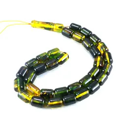 تسبیح پودر کهربا ۳۳ دانه زرد و سبز با عطر لیمو کد T1070