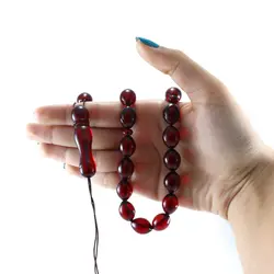 تسبیح پودر کهربا ۳۳ دانه سرخ با عطر لیمو کد T1073