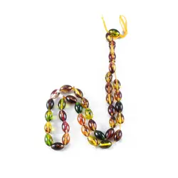 تسبیح پودر کهربا ۳۳ دانه سرخ و سبز با عطر لیمو کد T1074