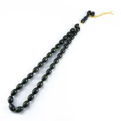 تسبیح پودر کهربا ۳۳ دانه سبز یشمی با عطر لیمو کد 1056