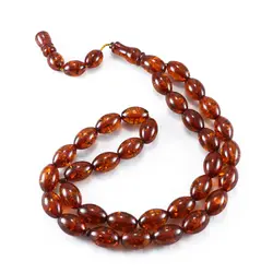 تسبیح پودر کهربا ۳۳ دانه عسلی با عطر لیمو کد T1058