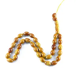 تسبیح پودر کهربا ۳۳ دانه زرد خردلی با عطر لیمو کد T1054