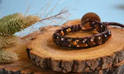 دستبند چشم ببر با چرم مصنوعی کد D95