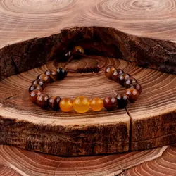 دستبند چشم ببر و عقیق با حکاکی دعای شرف الشمس