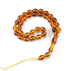تسبیح پودر کهربا ۳۳ دانه عسلی با عطر لیمو کد T1036