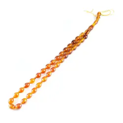 تسبیح پودر کهربا ۳۳ دانه عسلی با عطر لیمو کد T1036