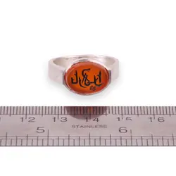 انگشتر نقره عقیق با حکاکی یا الله کوفی